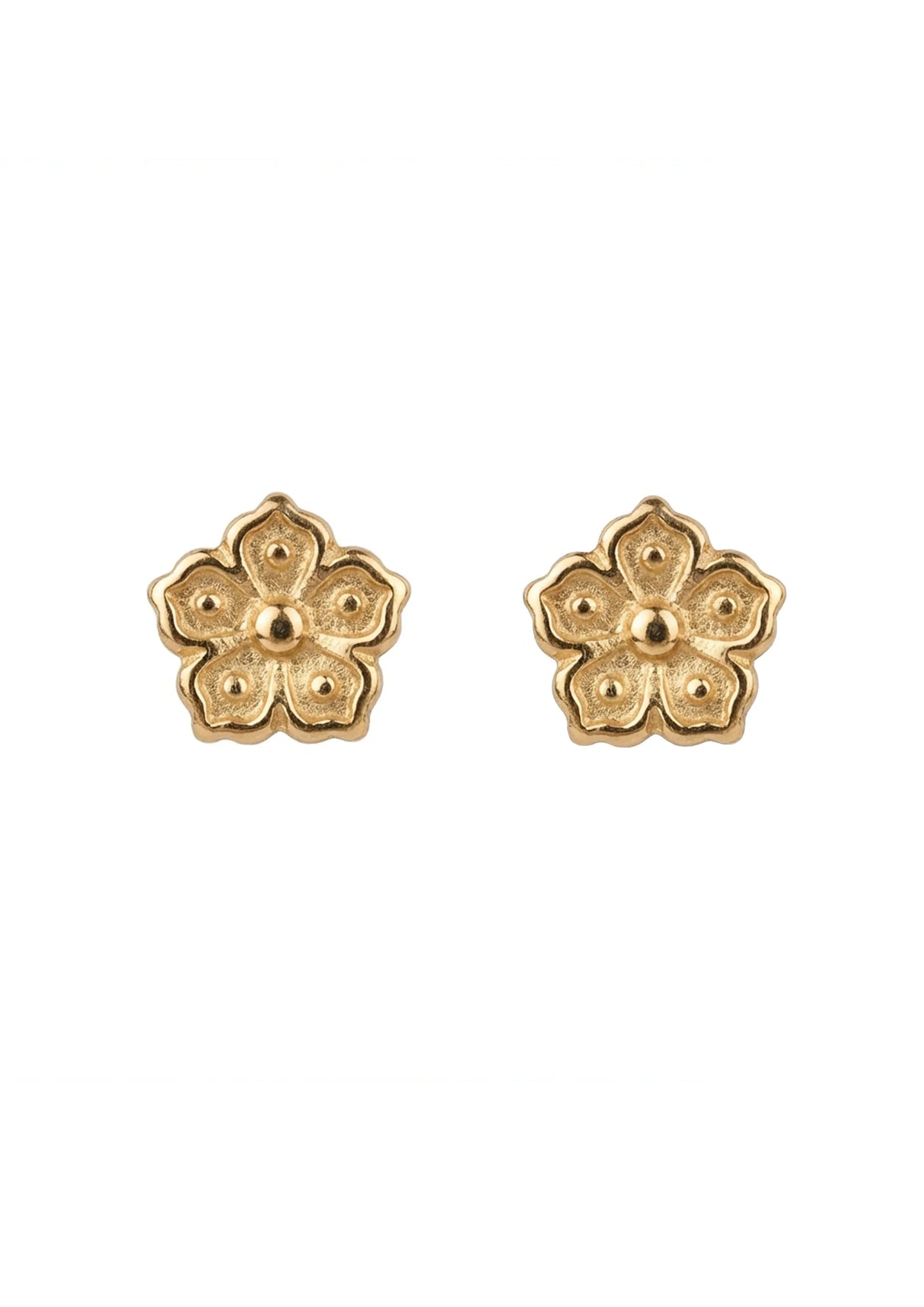 18K Gold Earrings with Spring Flower Design