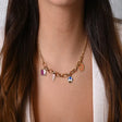 18K Gold Necklace Your Summer Here with Dangling Colorful Shapes