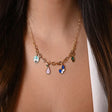 18K Gold Necklace with Youthful Look and Colorful Charms