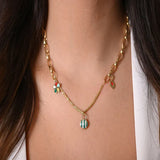 18K Gold Necklace with Modern Color Touches