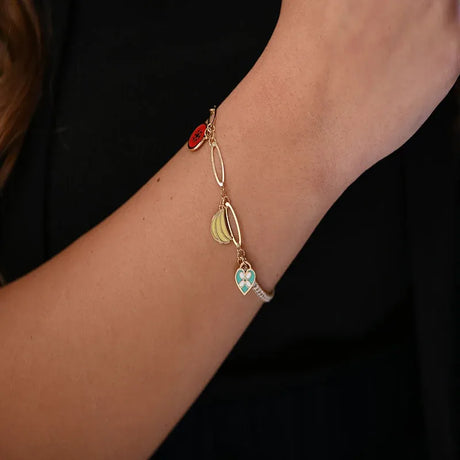 18K Gold Kids Chain Bracelet with Fruit Design