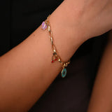 18K Gold Kids Chain Bracelet with Butterfly Cherry Design
