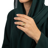 18K Gold Ring with Guardian Love Embellished Design