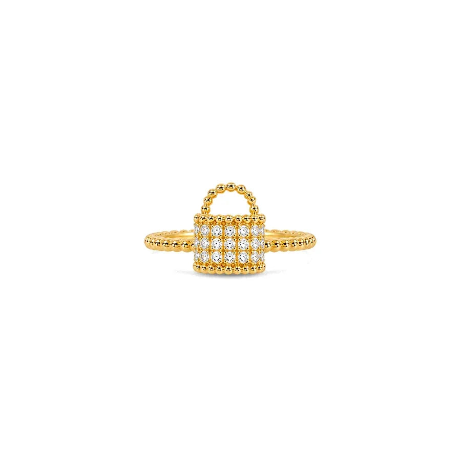 18K Gold Ring with Small Sparkling Stones Design