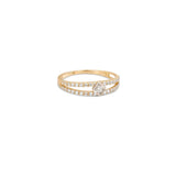 18K Gold Ring with Double Rows Flower Stone Design