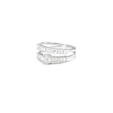 18K White Gold Ring with Twins Shiny Stones Design