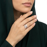 18K White Gold Ring with Shiny Sparkling Stones Design
