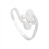 18K White Gold Ring with Shiny Sparkling Stones Design