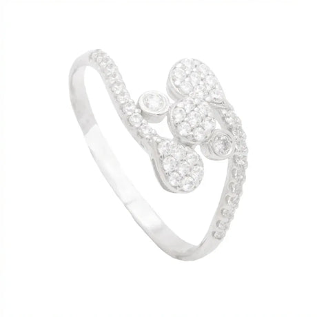 18K White Gold Ring with Shiny Sparkling Stones Design