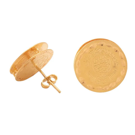 21K Gold Earrings with Ornate Circular Design