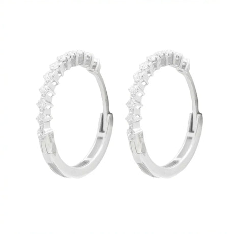 18K White Gold Earrings with Embellished Shiny Stones Design