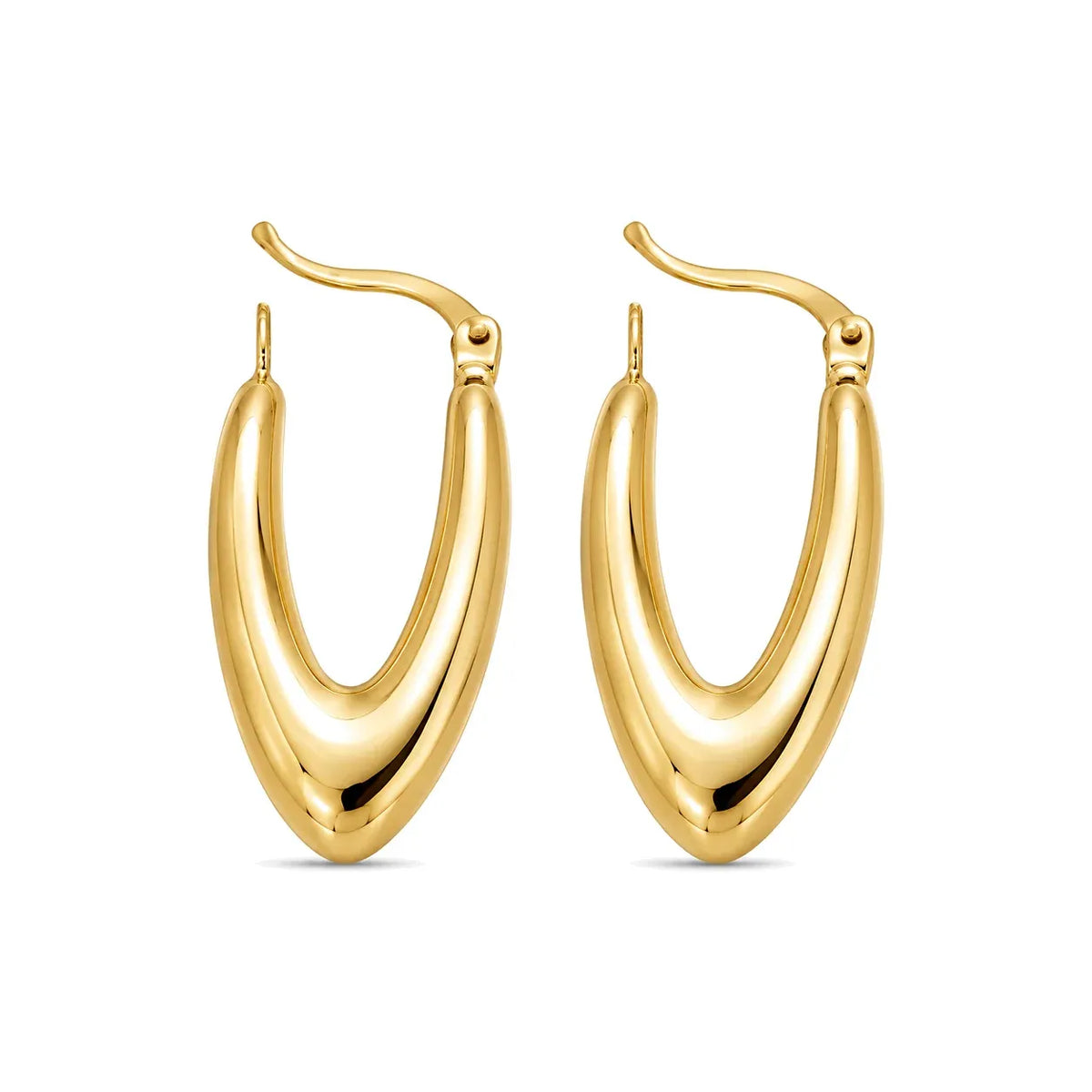 21K Gold Earrings with Large Rounded Hoop Design