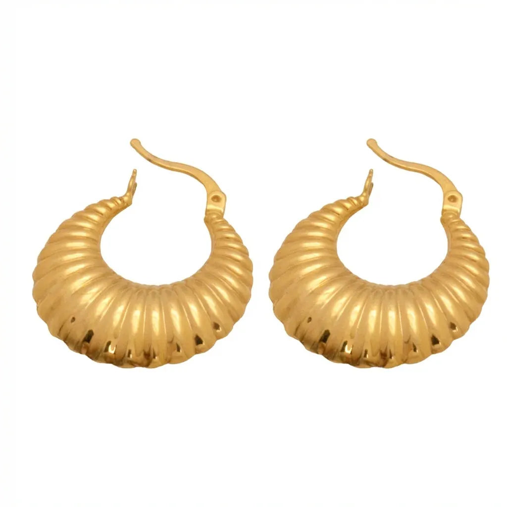21K Gold Earrings with Polygon Design