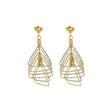 18K Gold Earrings with Geometric Triangles Design