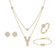 18K Gold Set with Geometric Design and Stones