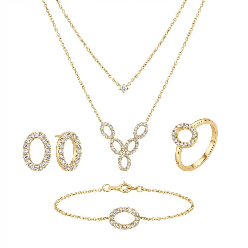 18K Gold Set with A Circle Design