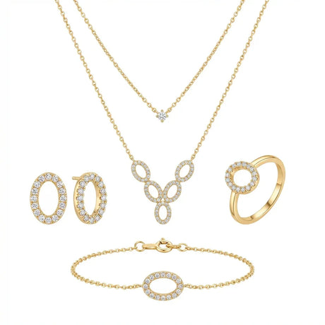18K Gold Set with A Circle Design