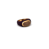18K Gold Ring with Wide Enamel Stone Embellishments Design In Purple