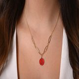 18K Gold Anchor Necklace with Modern Oval Design