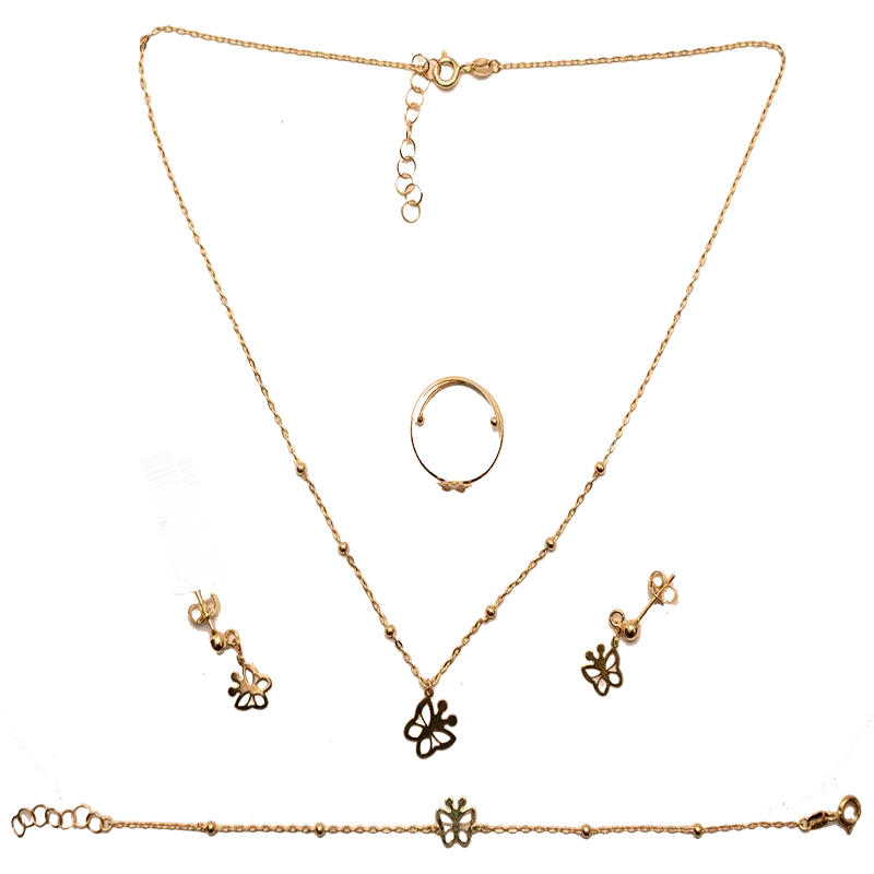 Kids Half Gold Set, 18K, Elegant Butterfly