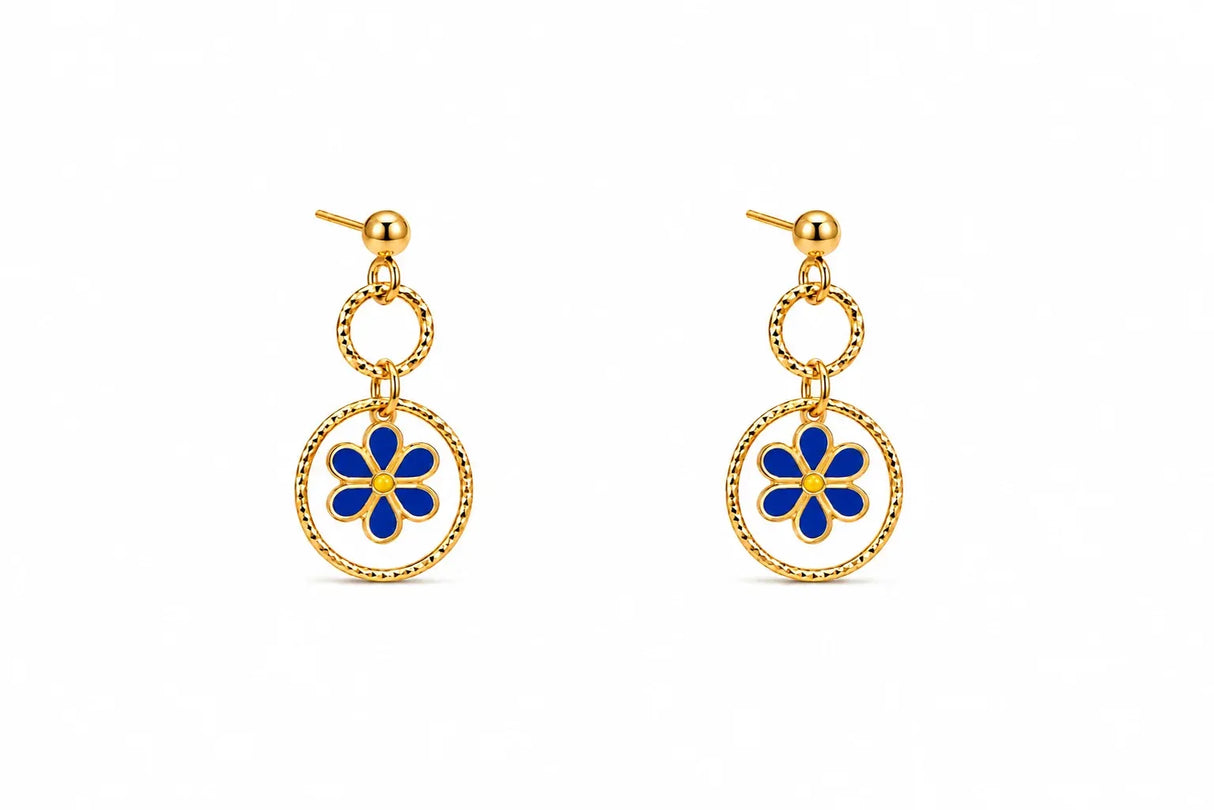 18K Gold Kids Half Set with Happy Worm Design