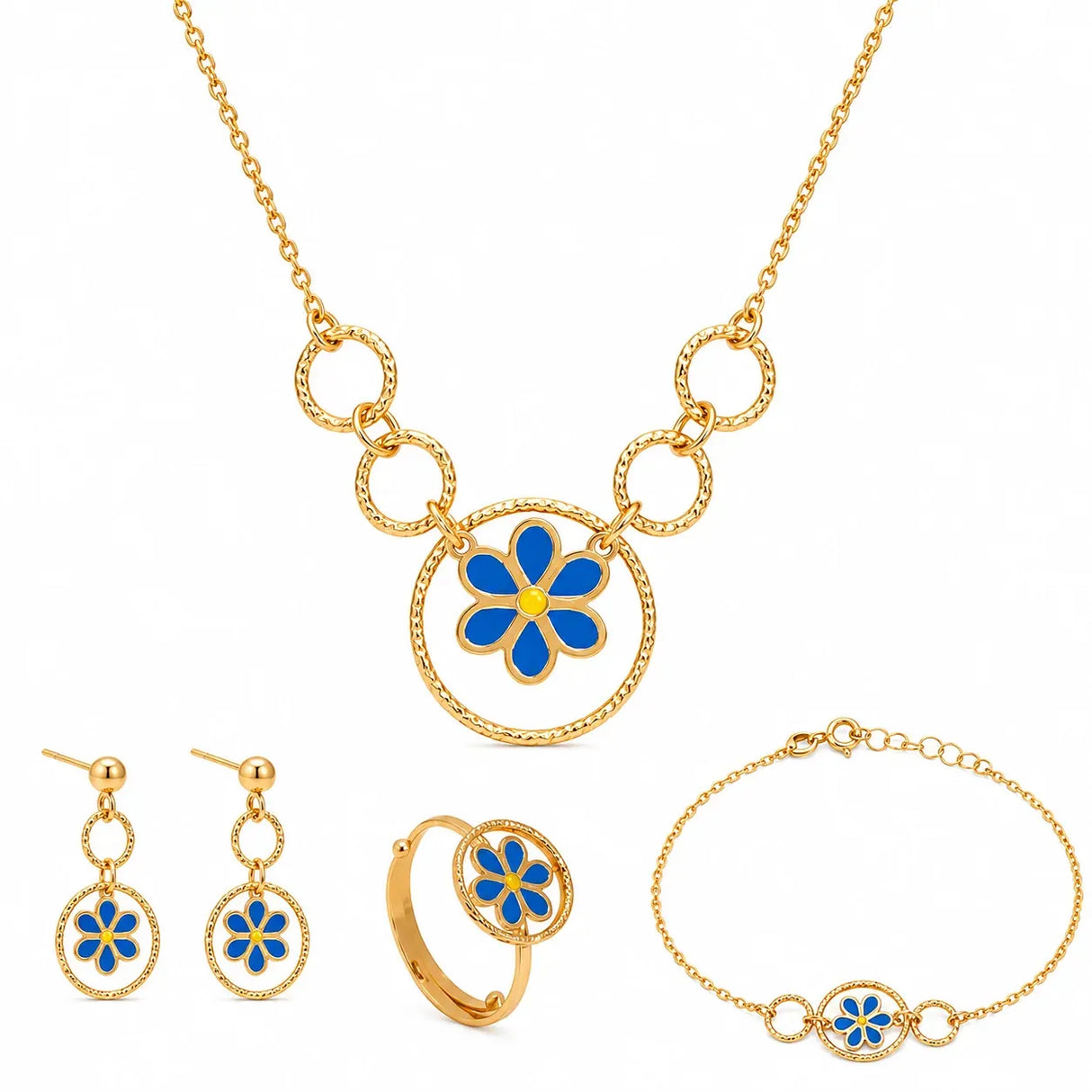 18K Gold Kids Half Set with Happy Worm Design