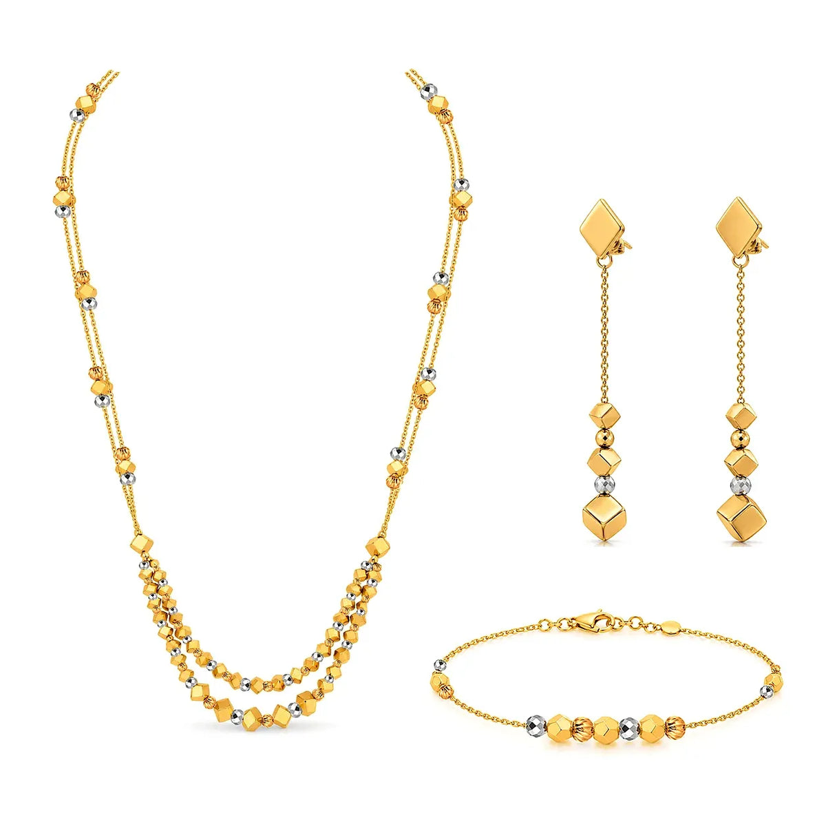 18K Gold Half Set with Elegant Cube Design
