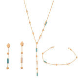 Half 18k gold set with flowing pendants