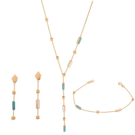 Half 18k gold set with flowing pendants