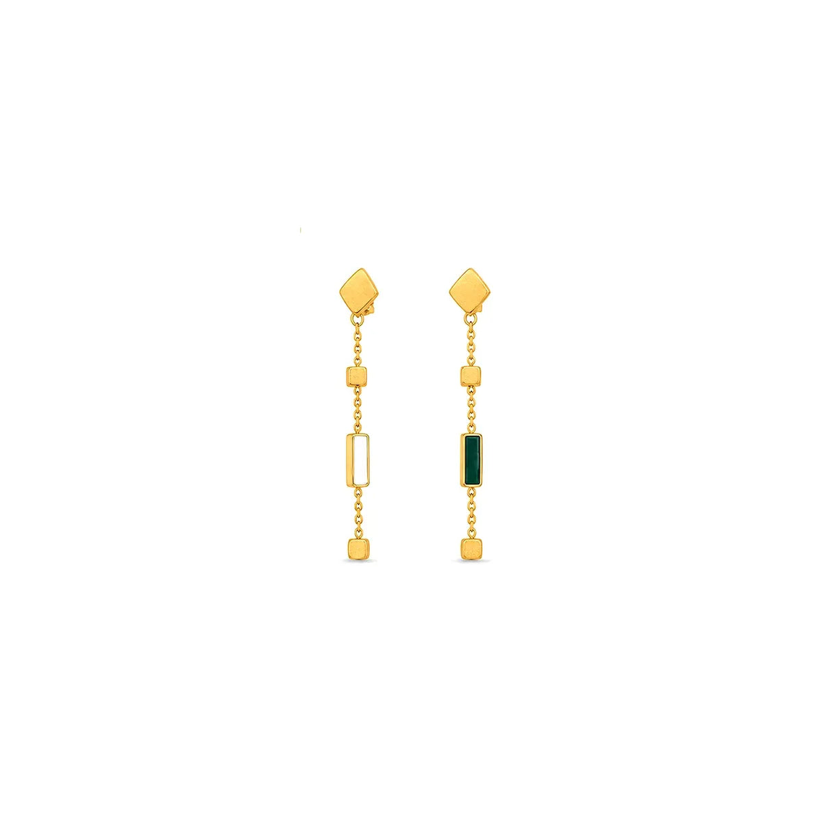 18K Gold Half Set with Geometric Pendants Design