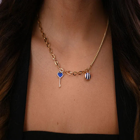 18K Gold Necklace Heart Key