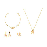 18K Gold Kids' Jewelry Set With Cat Design