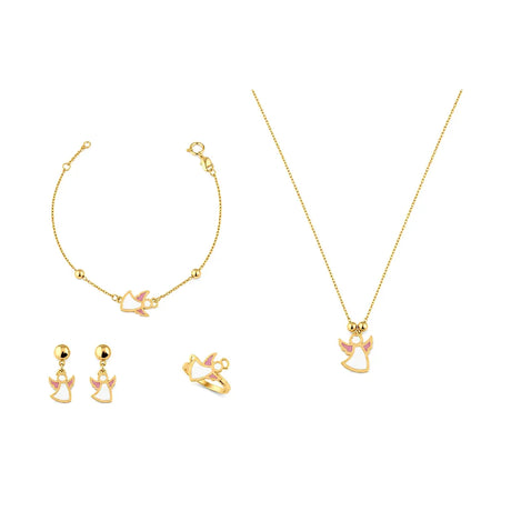 18K Gold Kids' Jewelry Set With Cat Design