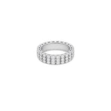 18K White Gold Ring with Sparkling Stones Triple Row Design
