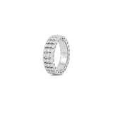18K White Gold Ring with Sparkling Stones Triple Row Design