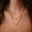 18K Gold Necklace Interlocking Double Layer
