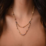 18K Gold Necklace Interlocking Double Layer