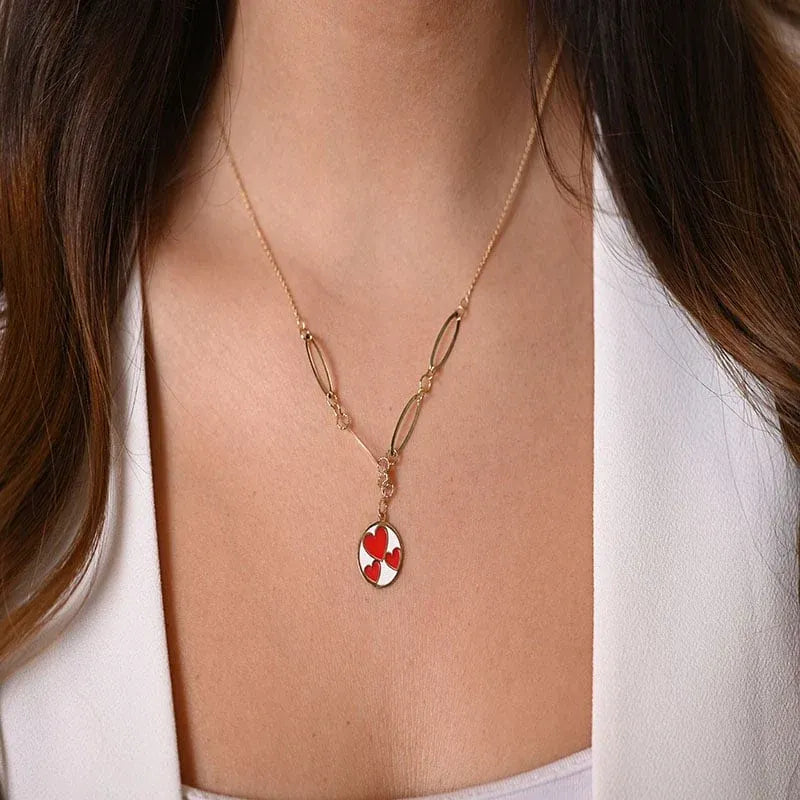 18K Gold Necklace Spring Hearts