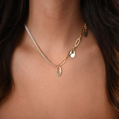 18K Gold Necklace Double Classic Embellished