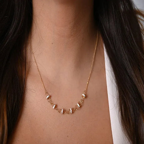 18K Gold Necklace Opposing Circles