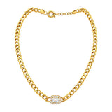 18K Gold Set with Wide Circles and Square Stone