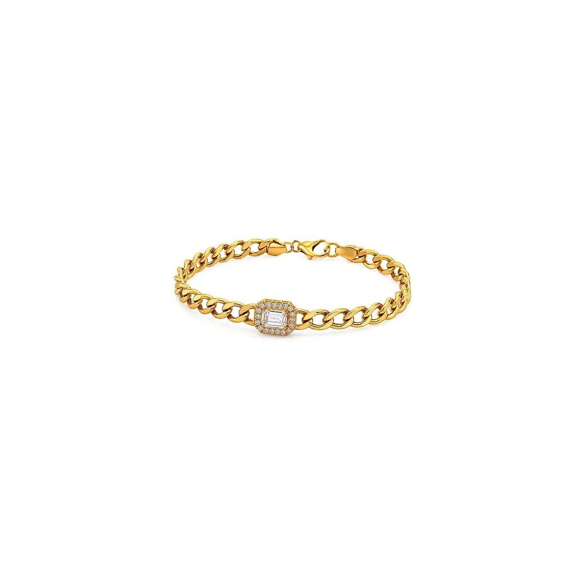 18K Gold Set with Wide Circles and Square Stone