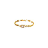 18K Gold Set with Wide Circles and Square Stone