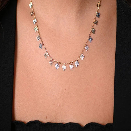 18K Gold Necklace with Small Flowers