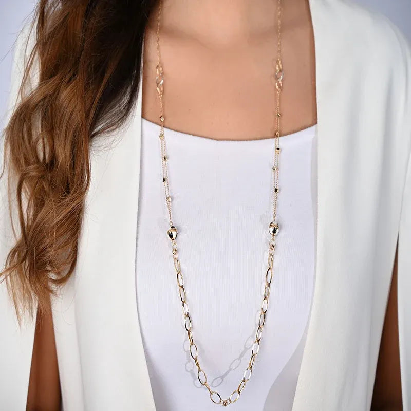 18K Gold Necklace with Paper Clip Design