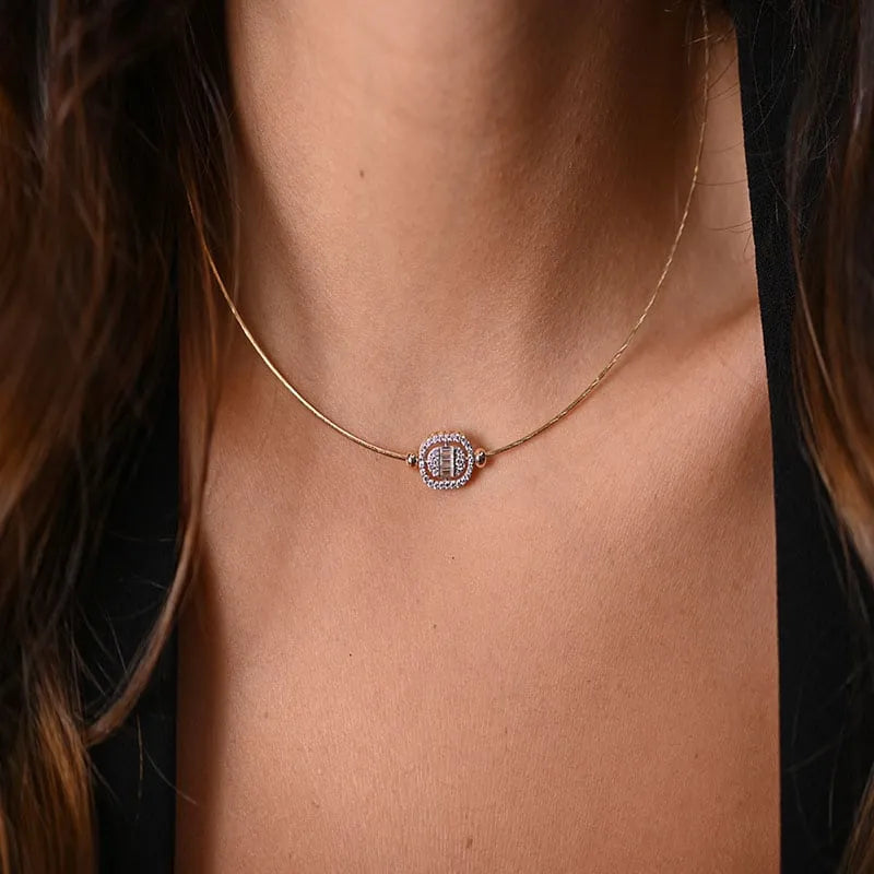 Half 18K gold set, studded necklace