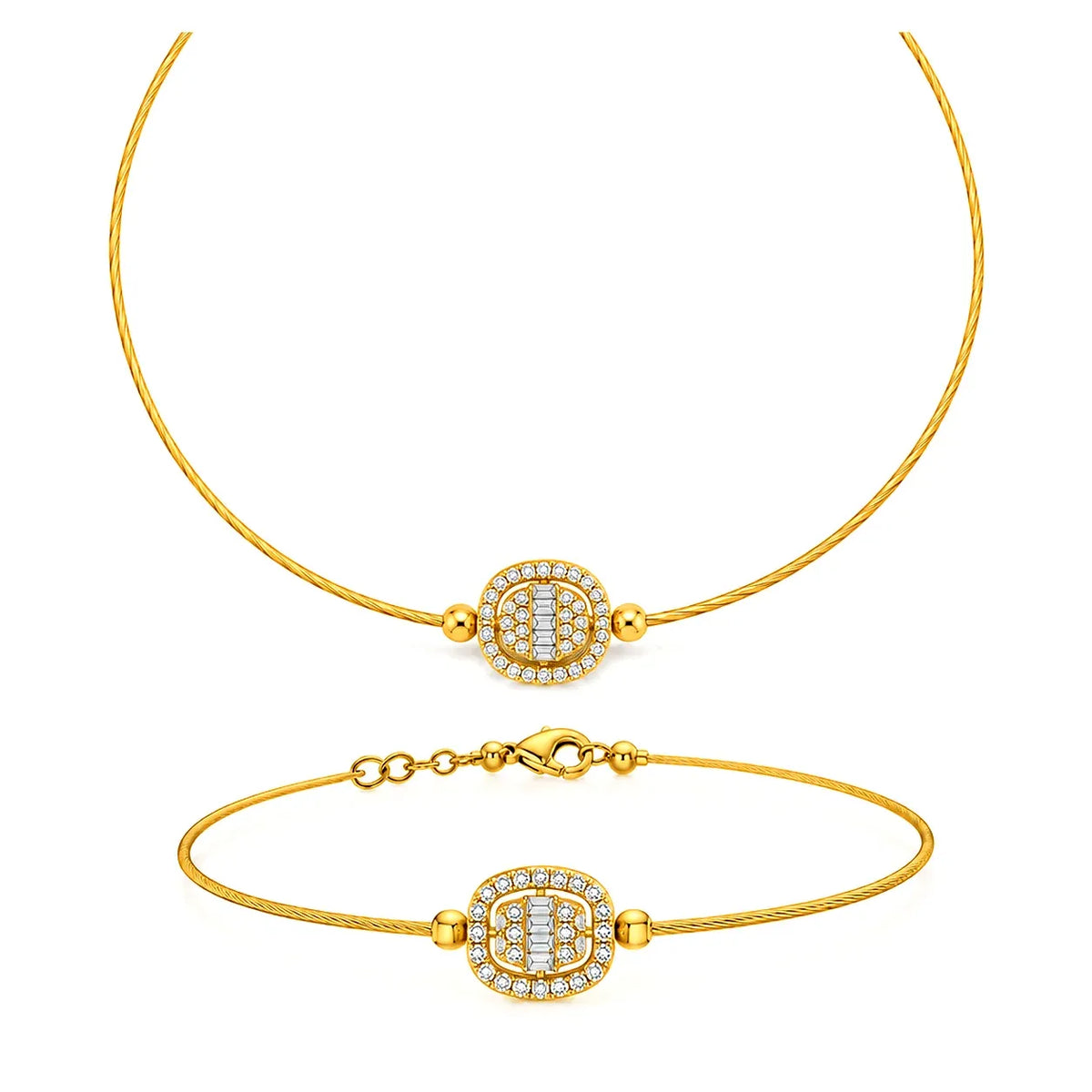 18K Gold Half Set with Studded Design