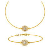 18K Gold Half Set with Studded Design