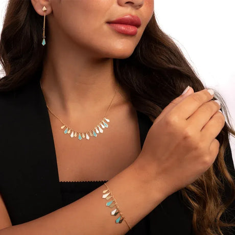 Half set of 18K gold with colored water drops