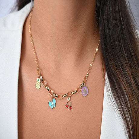 18K Gold Fruits of Happiness Pendant Necklace
